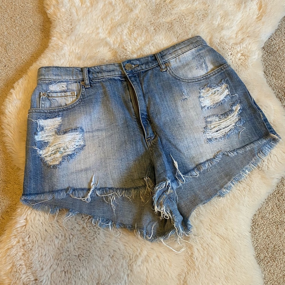 Ripped jean shorts
